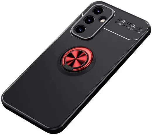 Samsung Galaxy A54 Hoesje met Magnetische Kickstand Ring Zwart / Rood afbeelding 1