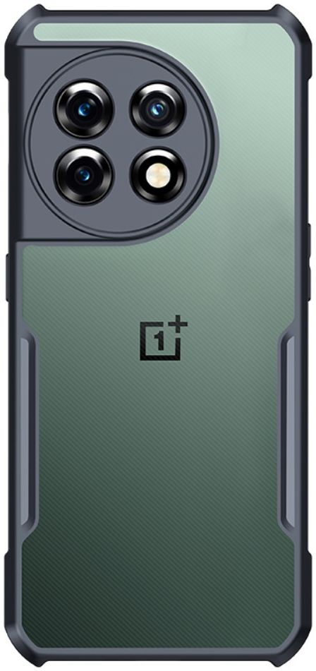 OnePlus 11 Hoesje Hybride Acryl Back Cover Transparant Zwart afbeelding 1
