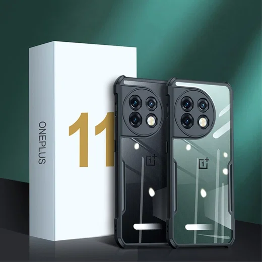 OnePlus 11 Hoesje Hybride Acryl Back Cover Transparant Zwart afbeelding 11