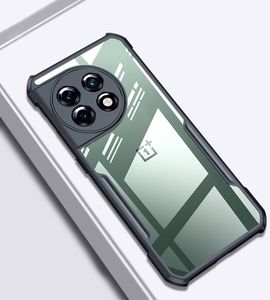 OnePlus 11 Hoesje Hybride Acryl Back Cover Transparant Zwart afbeelding 2