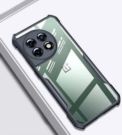 OnePlus 11 Hoesje Hybride Acryl Back Cover Transparant Zwart afbeelding 2