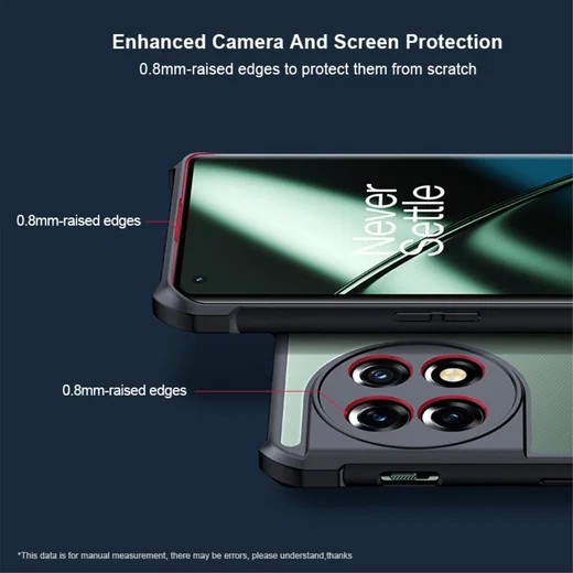 OnePlus 11 Hoesje Hybride Acryl Back Cover Transparant Zwart afbeelding 5