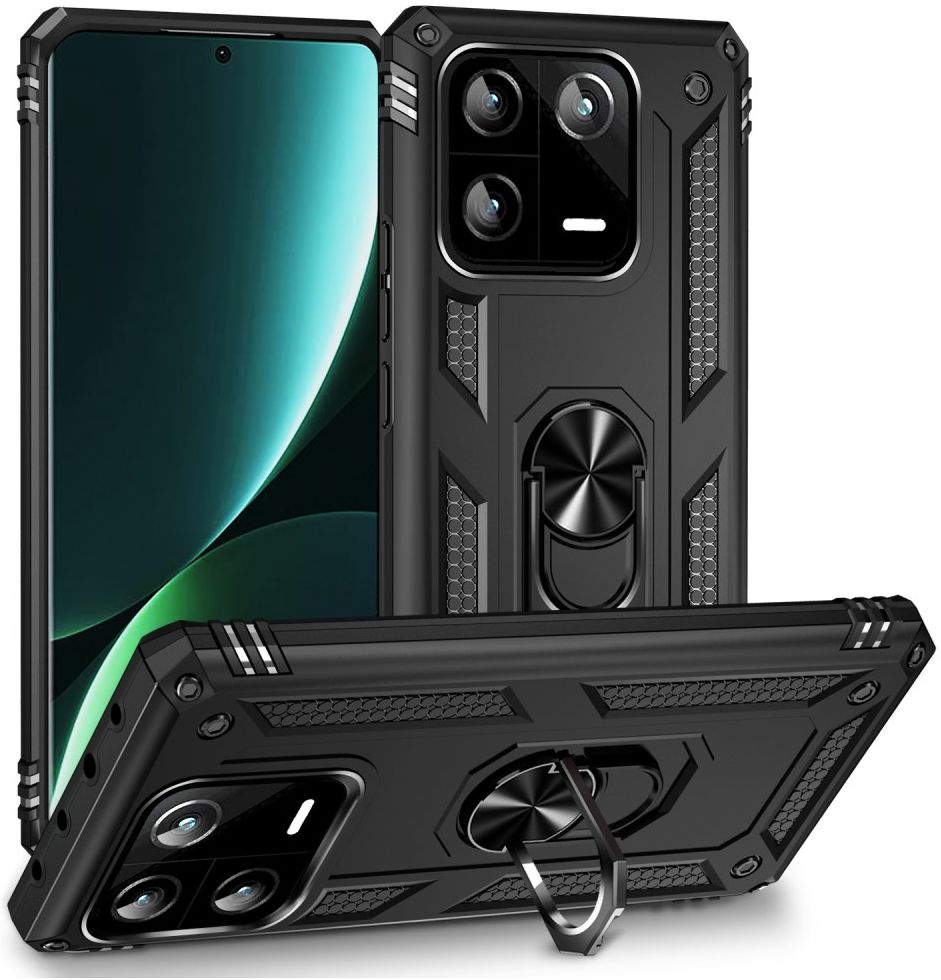 Xiaomi 13 Pro Hoesje Magnetische Kickstand Back Cover Zwart afbeelding 1