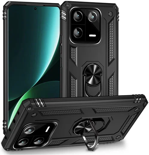 Xiaomi 13 Pro Hoesje Magnetische Kickstand Back Cover Zwart afbeelding 1