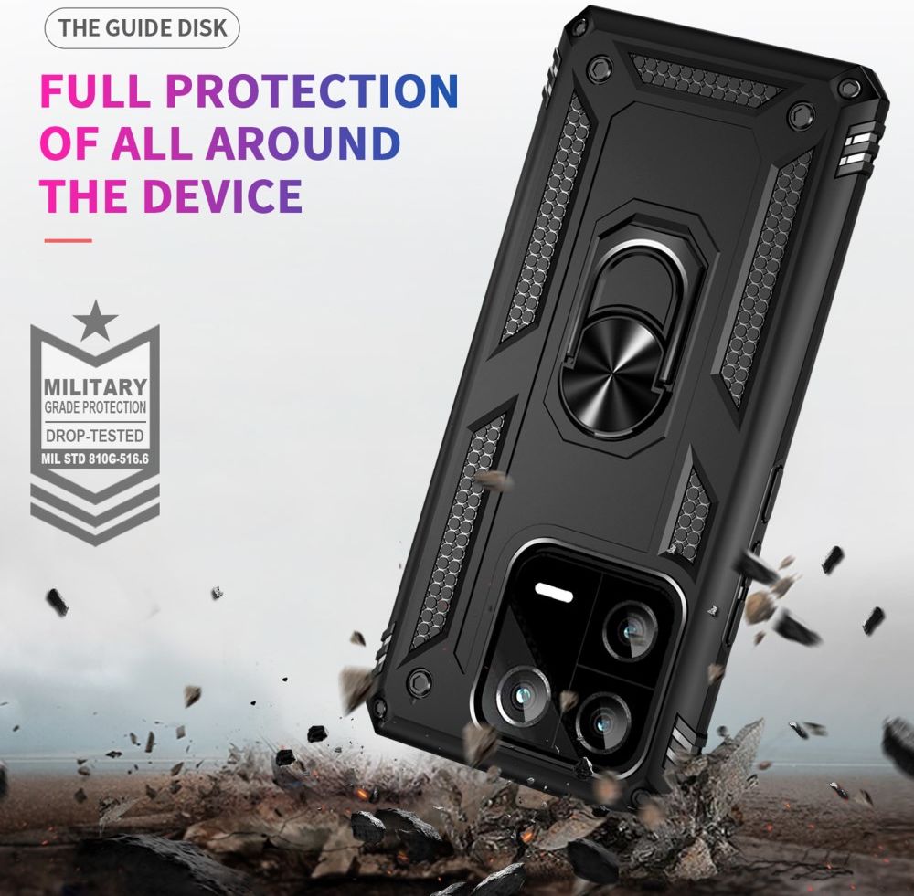 Xiaomi 13 Pro Hoesje Magnetische Kickstand Back Cover Zwart afbeelding 2