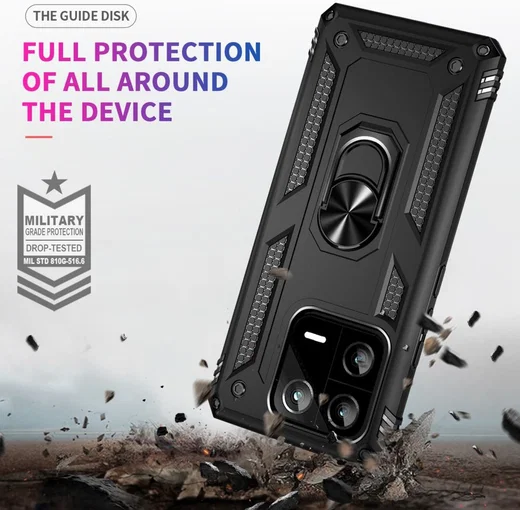 Xiaomi 13 Pro Hoesje Magnetische Kickstand Back Cover Zwart afbeelding 2