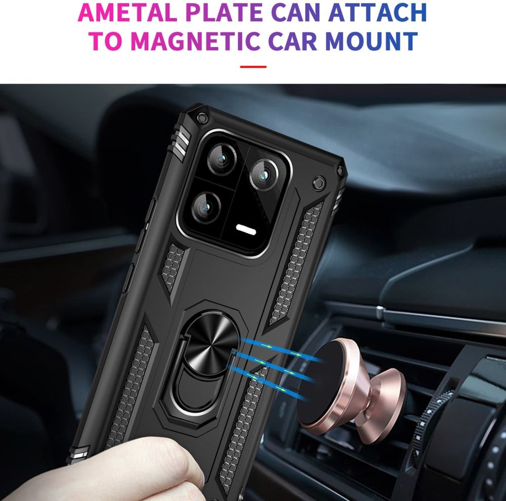 Xiaomi 13 Pro Hoesje Magnetische Kickstand Back Cover Zwart afbeelding 4