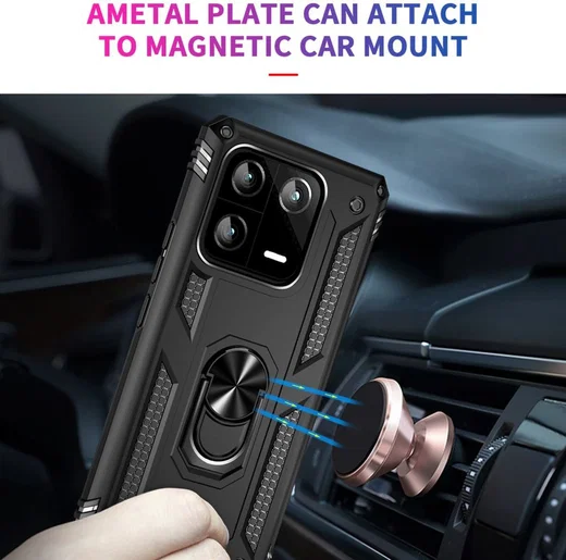 Xiaomi 13 Pro Hoesje Magnetische Kickstand Back Cover Zwart afbeelding 4