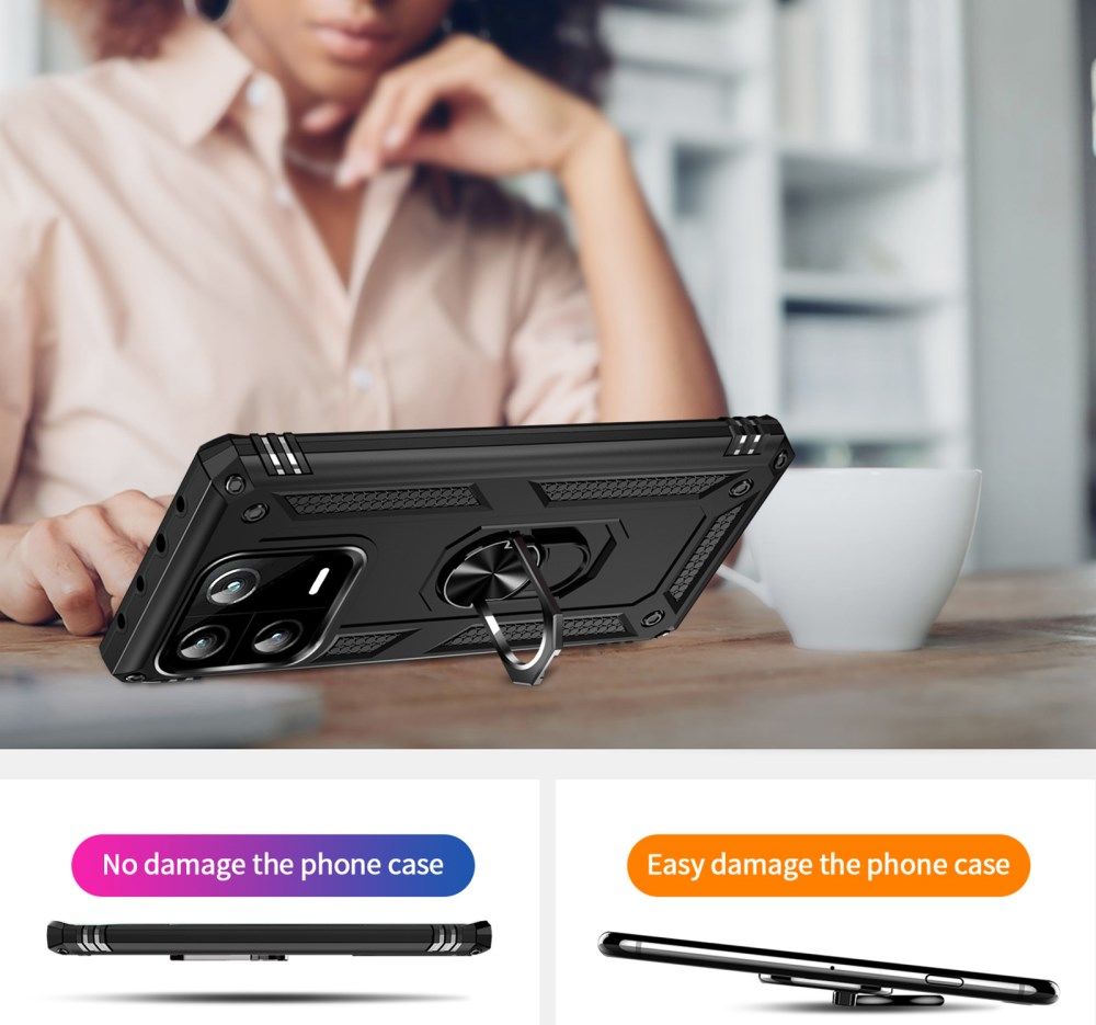 Xiaomi 13 Pro Hoesje Magnetische Kickstand Back Cover Zwart afbeelding 5