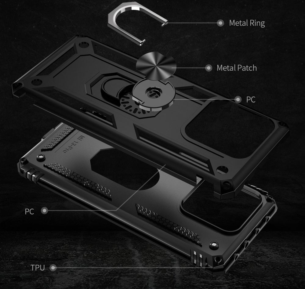 Xiaomi 13 Pro Hoesje Magnetische Kickstand Back Cover Zwart afbeelding 6