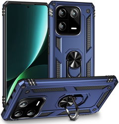 Xiaomi 13 Pro Hoesje Magnetische Kickstand Back Cover Blauw afbeelding