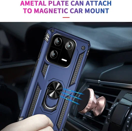 Xiaomi 13 Pro Hoesje Magnetische Kickstand Back Cover Blauw afbeelding 4