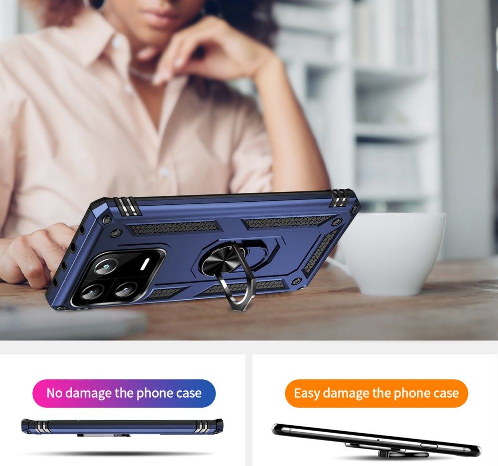 Xiaomi 13 Pro Hoesje Magnetische Kickstand Back Cover Blauw afbeelding 5
