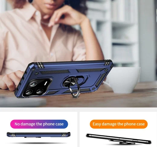 Xiaomi 13 Pro Hoesje Magnetische Kickstand Back Cover Blauw afbeelding 5