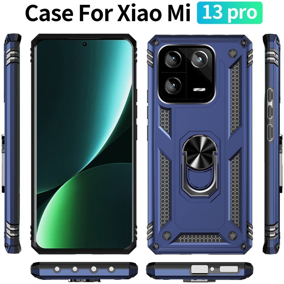 Xiaomi 13 Pro Hoesje Magnetische Kickstand Back Cover Blauw afbeelding 7