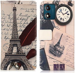 Motorola Moto E13 Hoesje Portemonnee Book Case Eiffeltoren Print afbeelding