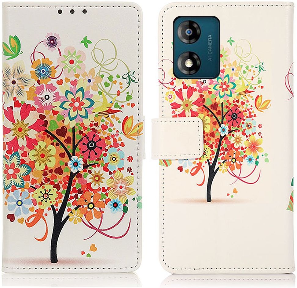 Motorola Moto E13 Hoesje Portemonnee Book Case Tree Print afbeelding 1