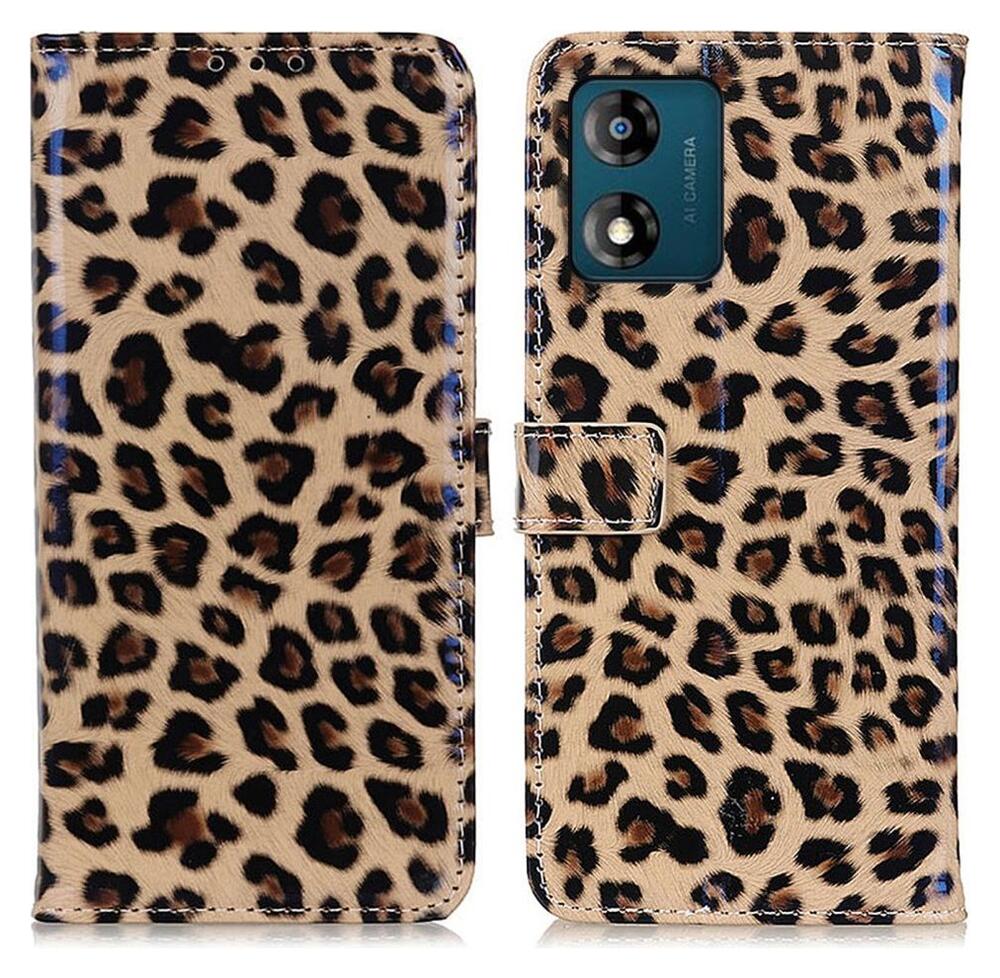 Motorola Moto E13 Hoesje Portemonnee Book Case Luipaard Print afbeelding 1