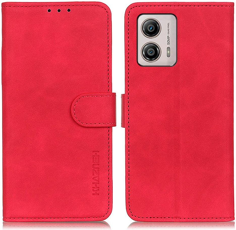 KHAZNEH Motorola Moto G53 Hoesje Retro Wallet Book Case Rood afbeelding 2