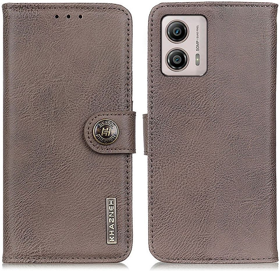 KHAZNEH Motorola Moto G53 Hoesje Portemonnee Book Case Khaki afbeelding 2