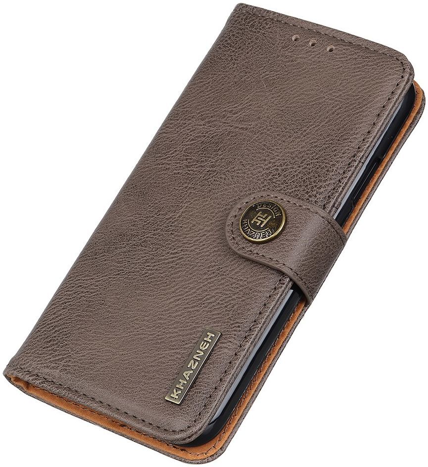KHAZNEH Motorola Moto G53 Hoesje Portemonnee Book Case Khaki afbeelding 4