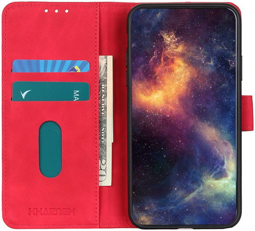 KHAZNEH Motorola Moto E13 Hoesje Retro Wallet Book Case Rood afbeelding 1