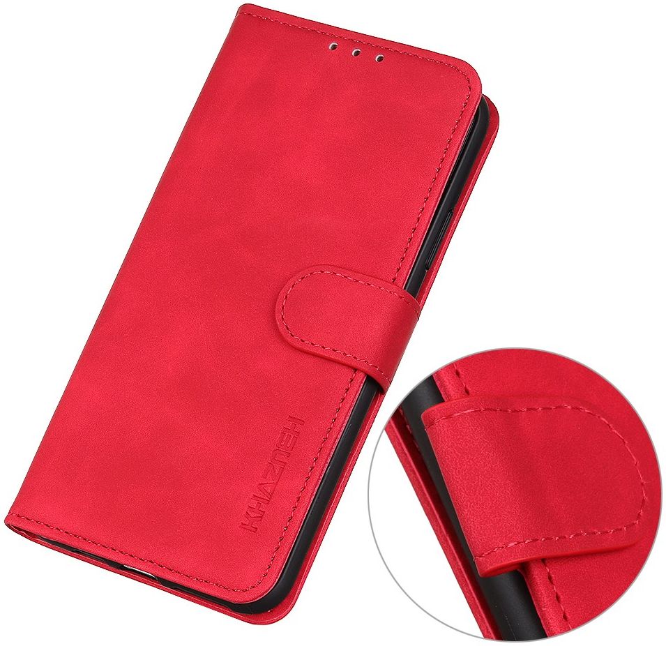 KHAZNEH Motorola Moto E13 Hoesje Retro Wallet Book Case Rood afbeelding 4