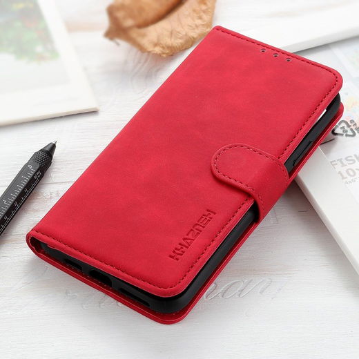 KHAZNEH Motorola Moto E13 Hoesje Retro Wallet Book Case Rood afbeelding 7