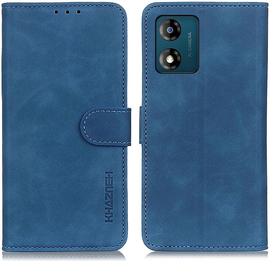 KHAZNEH Motorola Moto E13 Hoesje Retro Wallet Book Case Blauw afbeelding 2