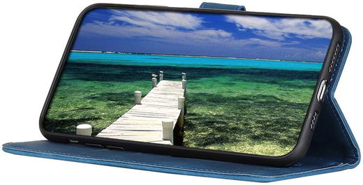 KHAZNEH Motorola Moto E13 Hoesje Retro Wallet Book Case Blauw afbeelding 3