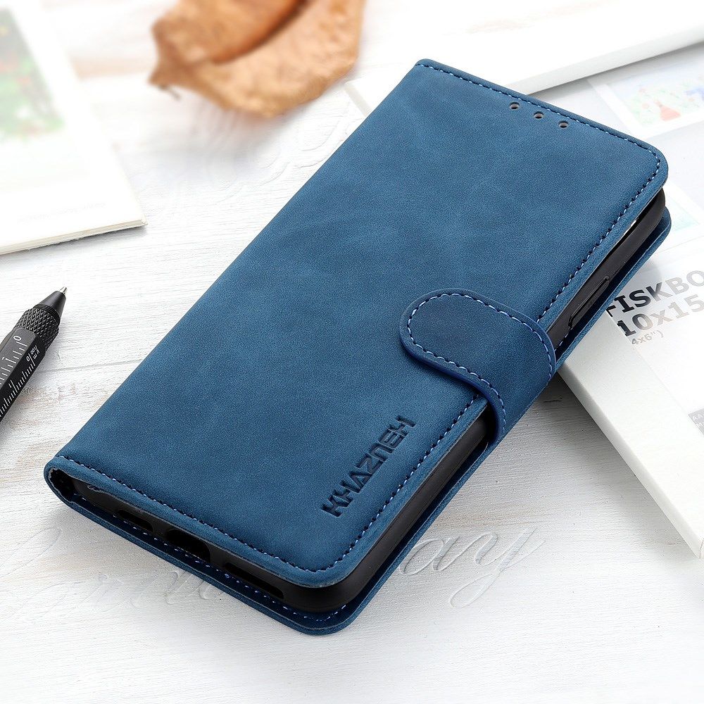 KHAZNEH Motorola Moto E13 Hoesje Retro Wallet Book Case Blauw afbeelding 7