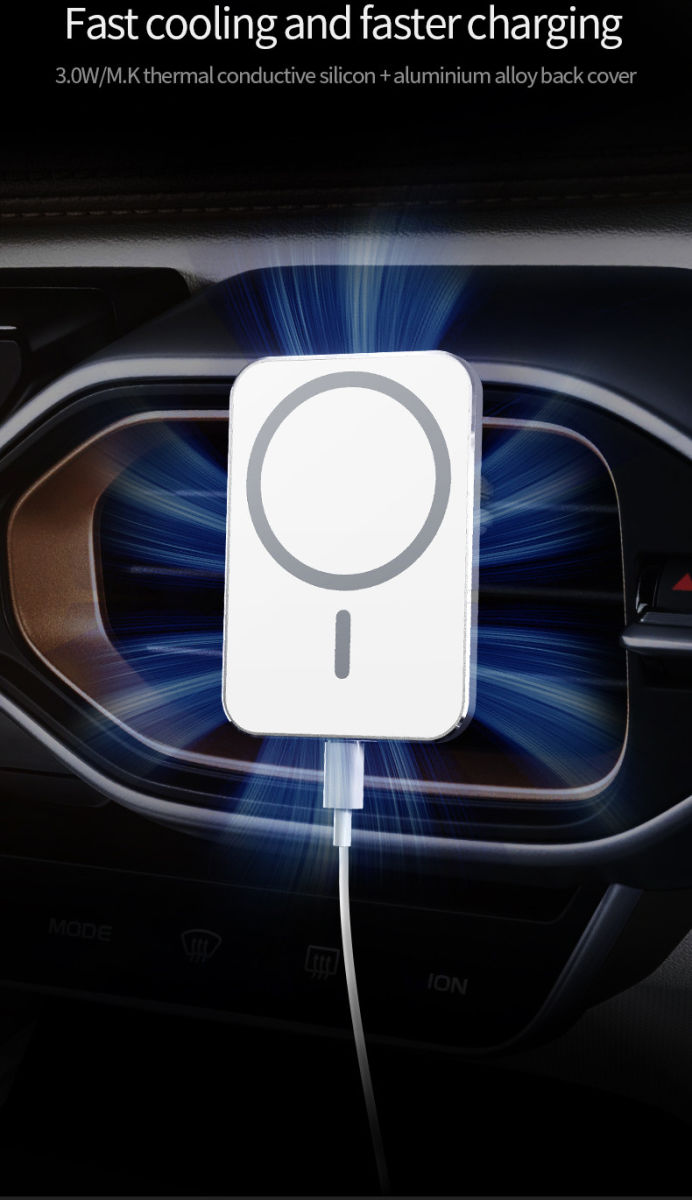 Ventilatierooster MagSafe Telefoonhouder Auto met Opladen 15W Wit afbeelding 7