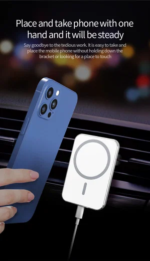 Ventilatierooster MagSafe Telefoonhouder Auto met Opladen 15W Wit afbeelding 5