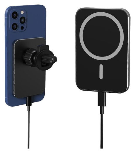 Ventilatierooster MagSafe Telefoonhouder Auto met Opladen 15W Zwart afbeelding 1