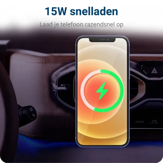 Ventilatierooster MagSafe Telefoonhouder Auto met Opladen 15W Zwart afbeelding 2