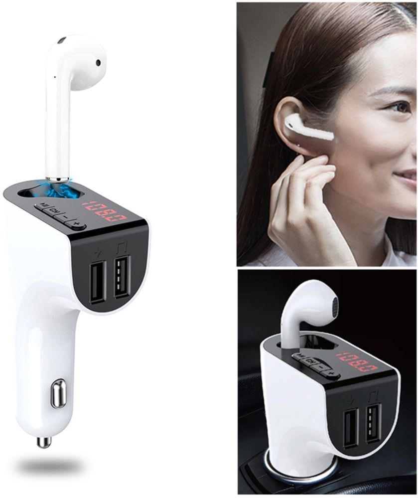 Bluetooth 5.0 Muziek Transmitter met Dual USB Autolader + Wit Oordopje afbeelding 10