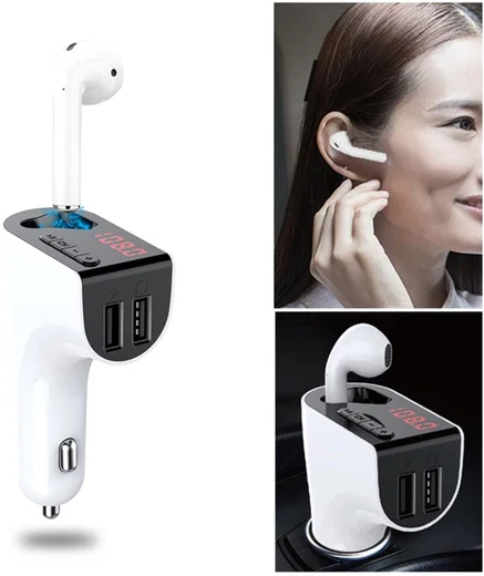 Bluetooth 5.0 Muziek Transmitter met Dual USB Autolader + Wit Oordopje afbeelding 10