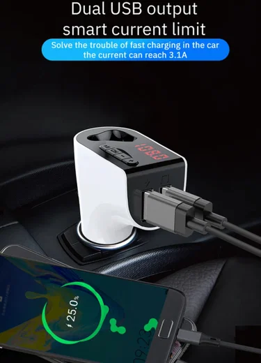 Bluetooth 5.0 Muziek Transmitter met Dual USB Autolader + Wit Oordopje afbeelding 6