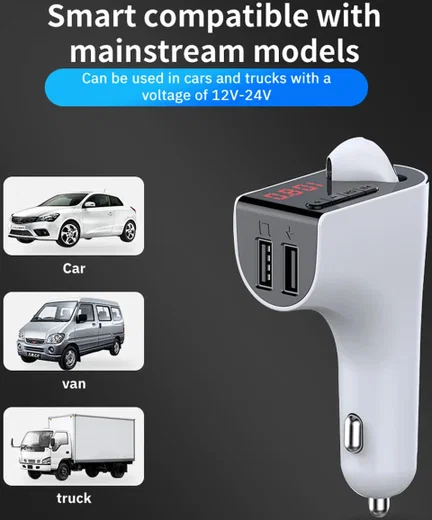 Bluetooth 5.0 Muziek Transmitter met Dual USB Autolader + Wit Oordopje afbeelding 8