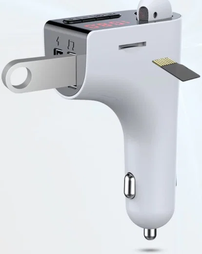 Bluetooth 5.0 Muziek Transmitter met Dual USB Autolader + Wit Oordopje afbeelding 11