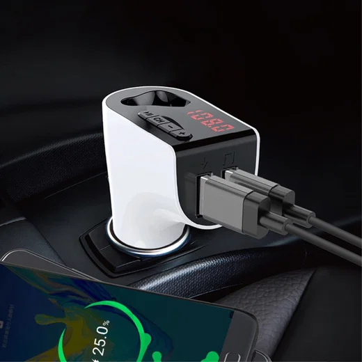 Bluetooth 5.0 Muziek Transmitter met Dual USB Autolader + Wit Oordopje afbeelding 12