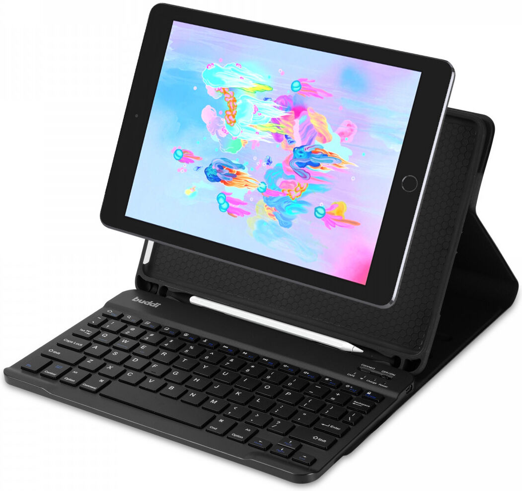 Buddi Zuna iPad 9.7 2017/2018/Pad Air 2 Hoes QWERTY Toetsenbord Book Case Zwart afbeelding 1