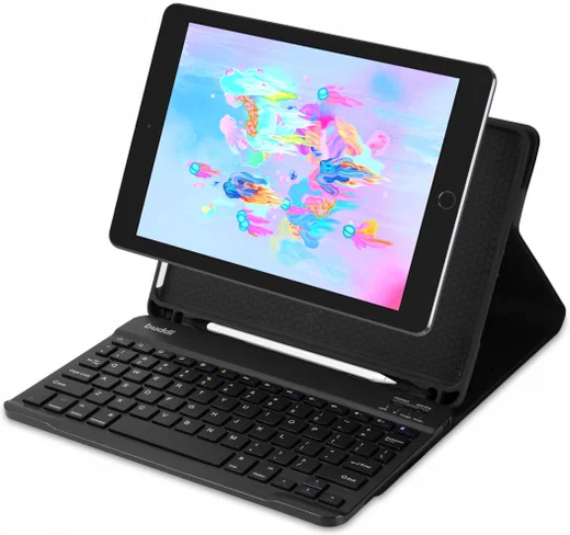 Buddi Zuna iPad 9.7 2017/2018/Pad Air 2 Hoes QWERTY Toetsenbord Book Case Zwart afbeelding 1