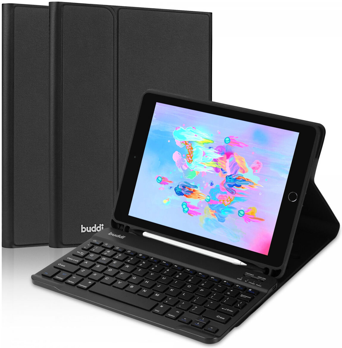 Buddi Zuna iPad 9.7 2017/2018/Pad Air 2 Hoes QWERTY Toetsenbord Book Case Zwart afbeelding 2