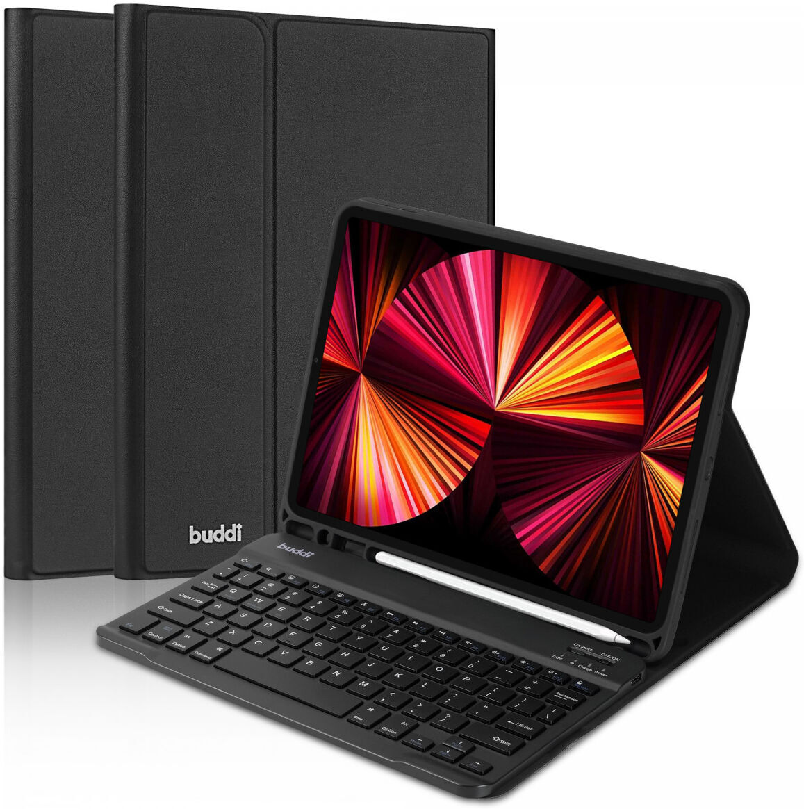 Buddi Zuna iPad Air (2022/2020) Hoes met QWERTY Toetsenbord Book Case Zwart afbeelding 2