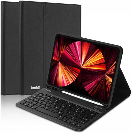 Buddi Zuna iPad Air (2022/2020) Hoes met QWERTY Toetsenbord Book Case Zwart afbeelding 2