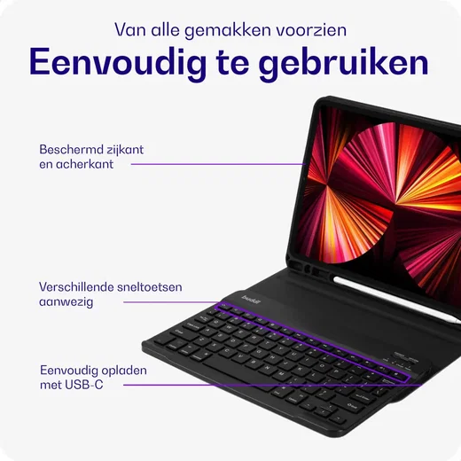 Buddi Zuna iPad Air (2022/2020) Hoes met QWERTY Toetsenbord Book Case Zwart afbeelding 3