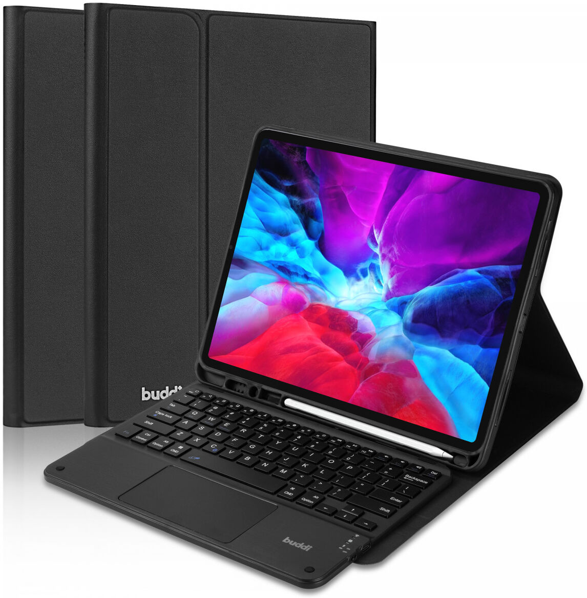 Buddi Zuna iPad Pro 12.9 (2018/2020/2021/2022) Hoes met QWERTY Toetsenbord Zwart afbeelding 2