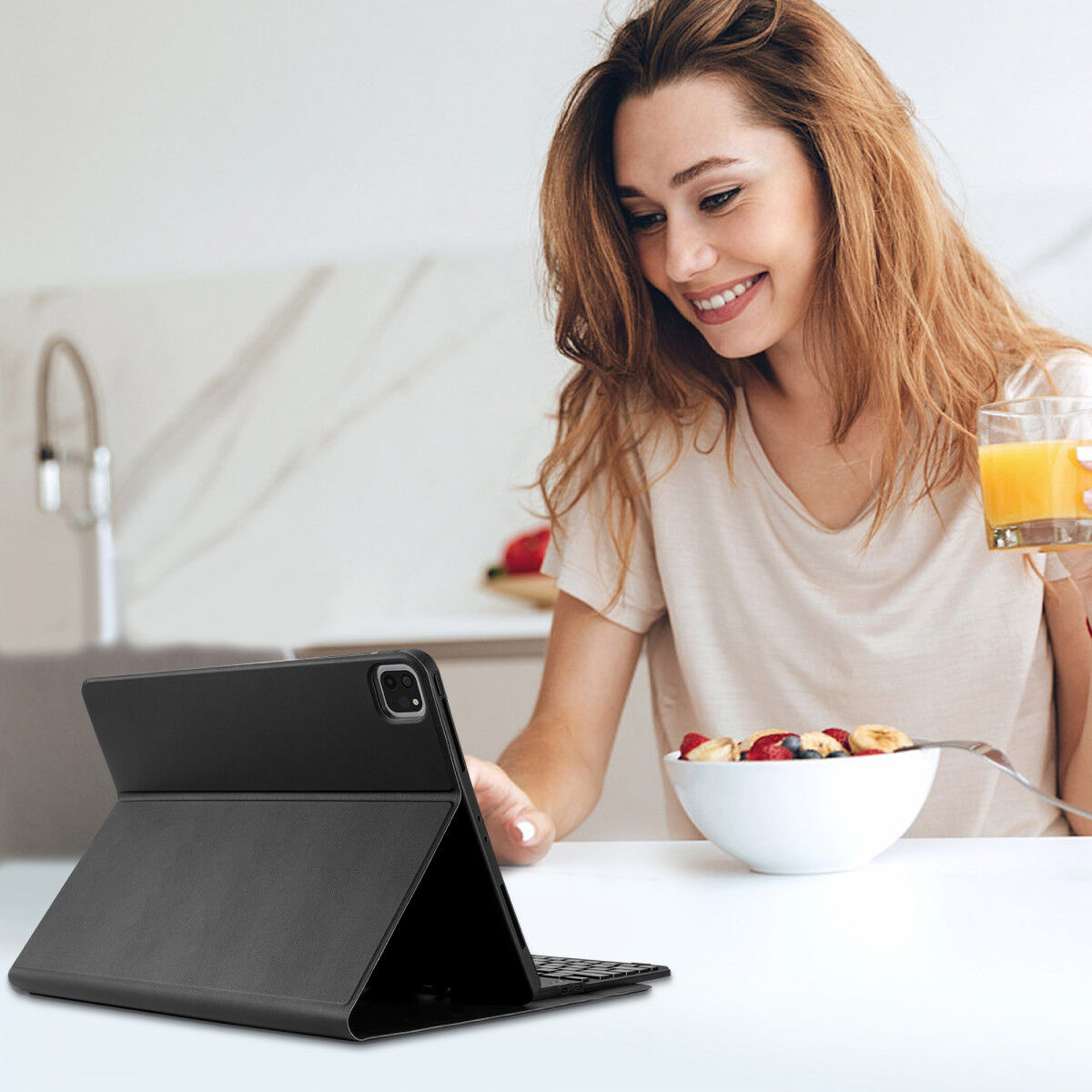 Buddi Zuna iPad Pro 12.9 (2018/2020/2021/2022) Hoes met QWERTY Toetsenbord Zwart afbeelding 9
