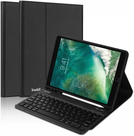 Buddi Zuna iPad 10.2 / Pro 10.5 Hoes met QWERTY Toetsenbord Book Case Zwart afbeelding 2